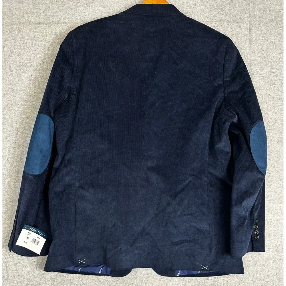 NWT Nautica Blazer 44R Modern Fit Navy Corduroy Elbow Patch Active Stretch